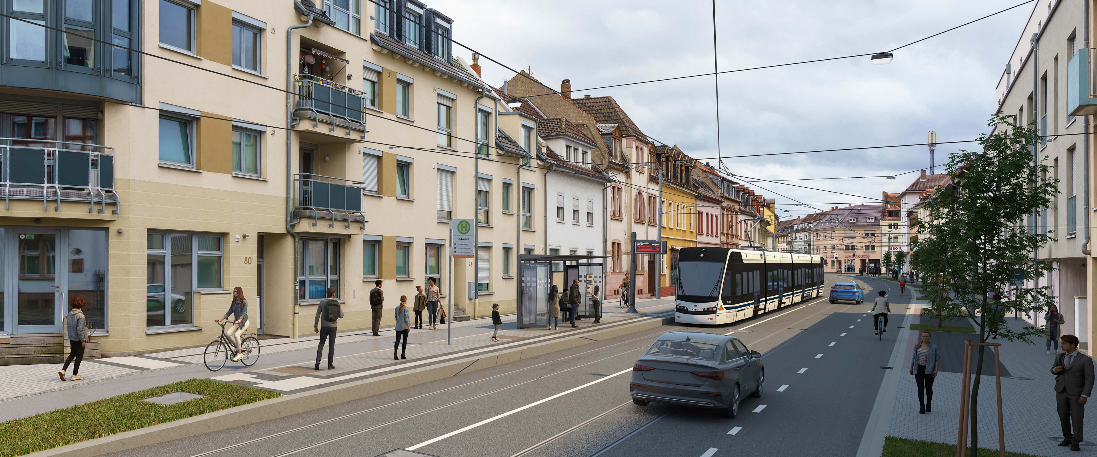 Rendering: Blick in die neu gestaltete Dossenheimer Landstraße