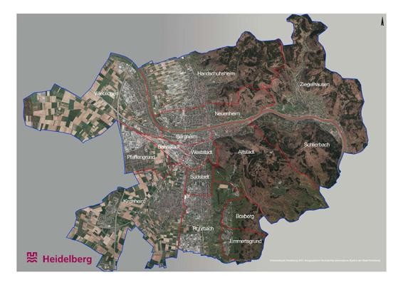 Luftbildkarte Heidelbergs