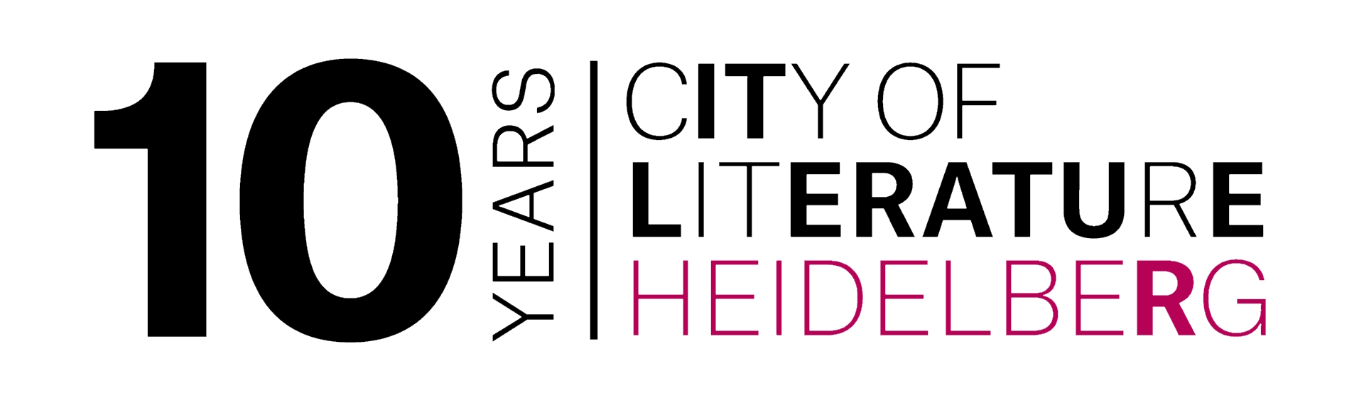 Jubiläumslogo "Ten Years City of Literature Heidelberg"
