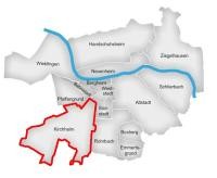 Ausrückegebiet der Abteilung Kirchheim im Stadtplan eingezeichnet