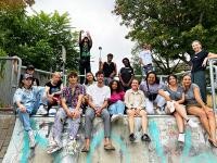 Teenagers on a skate park