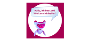 Der Chatbot Lumi fragt, wie er behilflich sein kann