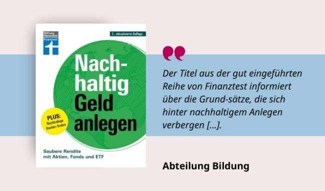 Medientipp und Buchcover Nachhaltig Geld anlegen