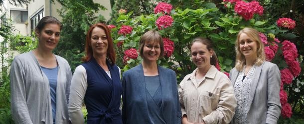 Das Team vom Pflegestützpunkt: (v.l.) Jessica Vierling, Sonja Wild, Cornelia Burchardt, Nathalie Knobel und Sandra Hofmann