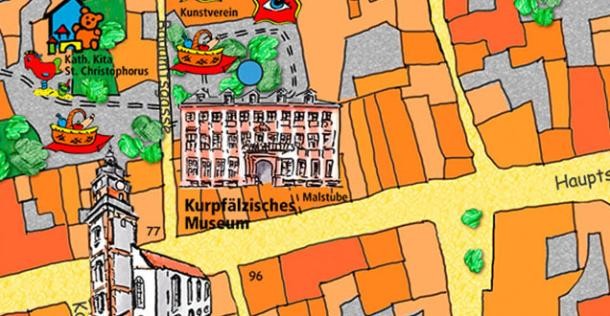 Planausschnitt des Kinderstadtplans - Kurpfälzisches Museum (Grafik: Fuchs)