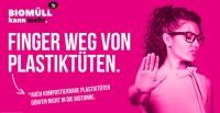 Plakat für plastikfreien Bioabfall der Kampagne #wirfuerbio