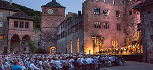  Schlossfestspiele: Zuschauer auf dem beleuchteten Schlosshof (Foto: Diemer)