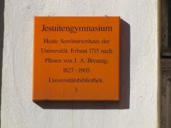 Hinweistafel Jesuitengymnasium